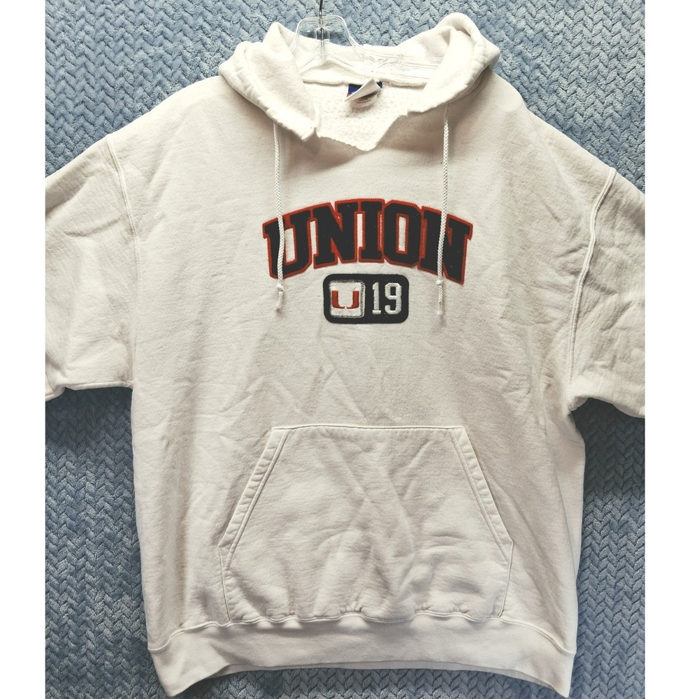Champion Union H.S. Redskins 19 Hoodie White Mens XL Graphic Sweatshirt